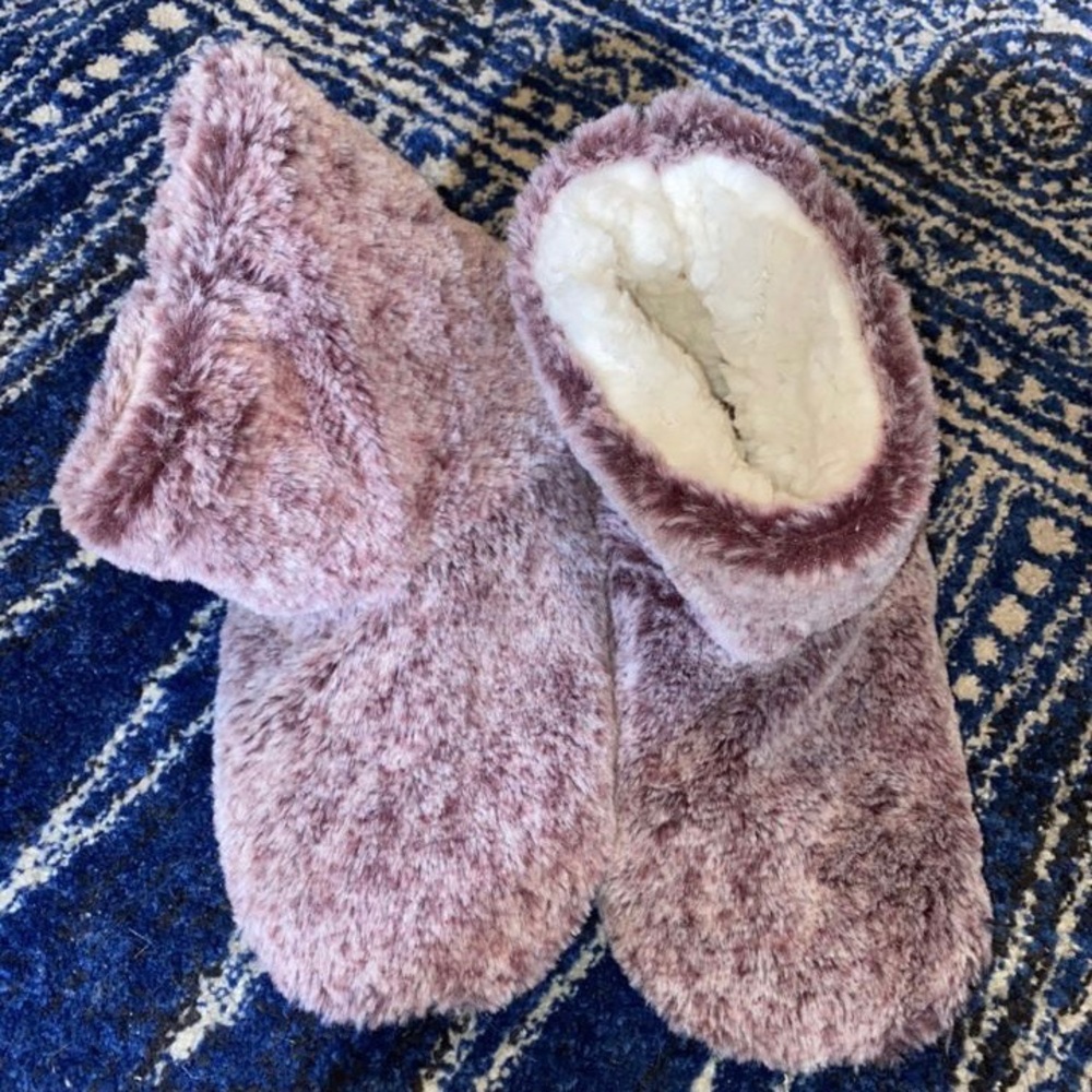Fuzzy purple slipper boots